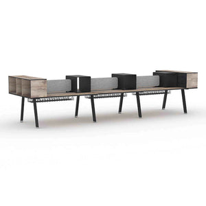 ARTO 6 Person Workstation Double Sided 5.0M - Warm Oak & Black