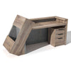 QUADE Reception Desk Left Panel 2.0M - Warm Oak & Concrete Color