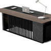 MADEIRA Executive Desk 220cm Left Return - Hazelnut & Black Concrete