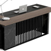 MADEIRA Executive Desk 220cm Right Return - Hazelnut & Black Concrete