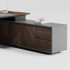 MADEIRA Executive Desk 220cm Right Return - Hazelnut & Grey