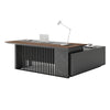 MADEIRA Executive Desk 220cm Left Return - Hazelnut & Grey