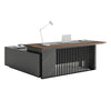 MADEIRA Executive Desk 220cm Right Return - Hazelnut & Grey