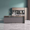 ARMANDO Executive Desk 220cm Right Return - Hazelnut & Grey