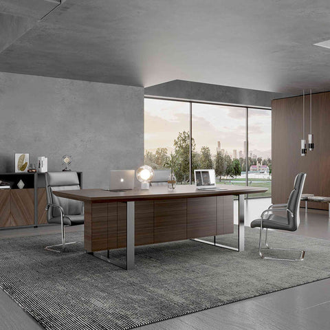INIGO Boardroom Meeting Table 2.4M - Hazelnut & Black