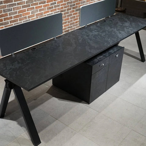 DOLAN 2 Seater Workstation 2.8m - Black Concrete