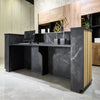HALO Reception Desk 180cm - Oak / Black on Black