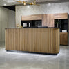 HALO Reception Desk 180cm - Oak / Black on Black