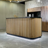 HALO Reception Desk 180cm - Oak / Black on Black