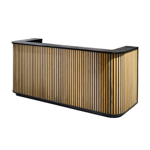 HALO Reception Desk 180cm - Oak / Black on Black