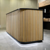 HALO Reception Desk 180cm - Oak / Black on Black