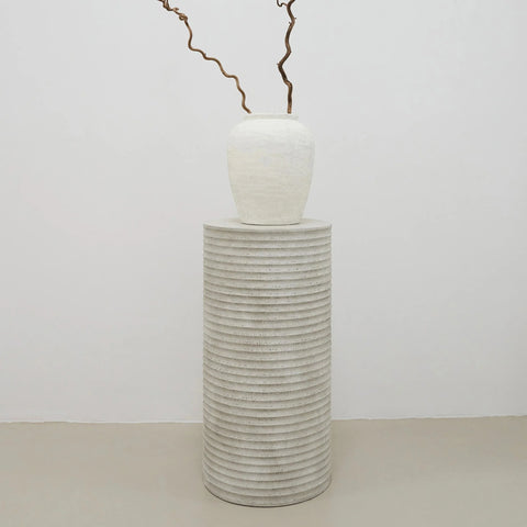 ROCCO Indoor & Outdoor Side Table Pedestal 35 x 70cm - White Concrete - innovatec.com.au