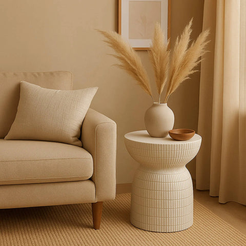 ROCCO Indoor & Outdoor Side Table Stool 44cm - White Concrete