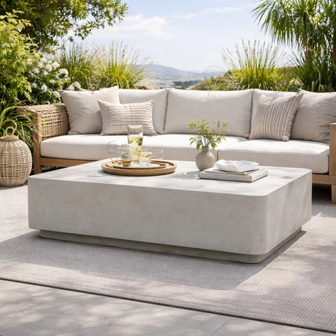 ROCCO Indoor & Outdoor Rectangular Coffee Table 100.5cm - White Concrete - innovatec.com.au