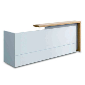 ZIVA Reception Desk 2.4M with Left Panel - Oak & White