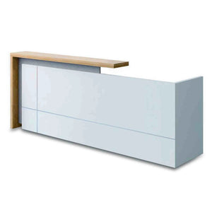 ZIVA Reception Desk 2.4M with Right Panel - Oak & White