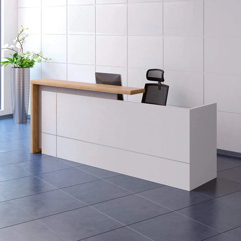 ZIVA Reception Desk 1.8M with Right Panel - Oak & White