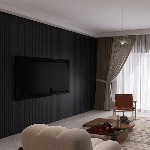 WOODFLEX Flexible Acoustic Wood Slat Wall Panel - Black Coated - 3000mm x 600mm - innovatec.com.au