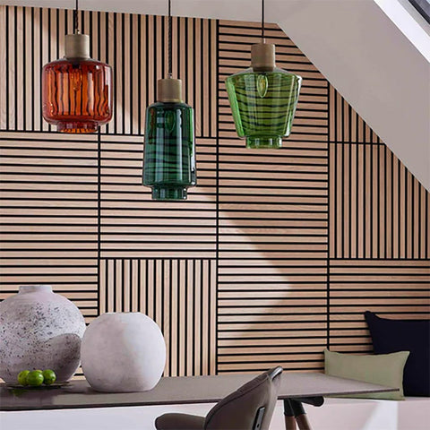 Square WOODFLEX Acoustic Wood Slat Wall Tiles - Oak Veneer - 4pc Set - innovatec.com.au