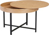 Woolcott Round Coffee Table with Storage - Oak & Black