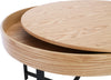Woolcott Round Coffee Table with Storage - Oak & Black