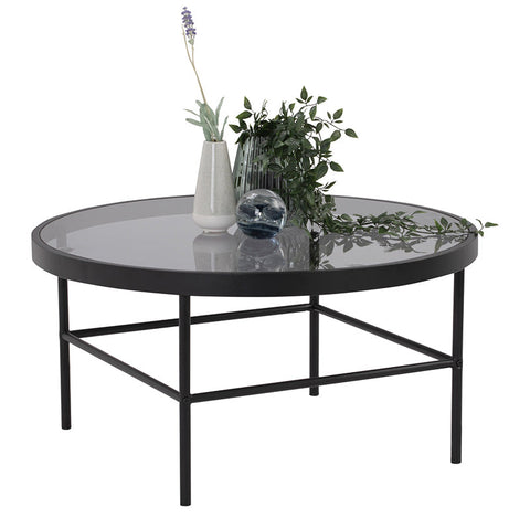 CASHEL Round Coffee Table 80cm - Smoke & Black - innovatec.com.au