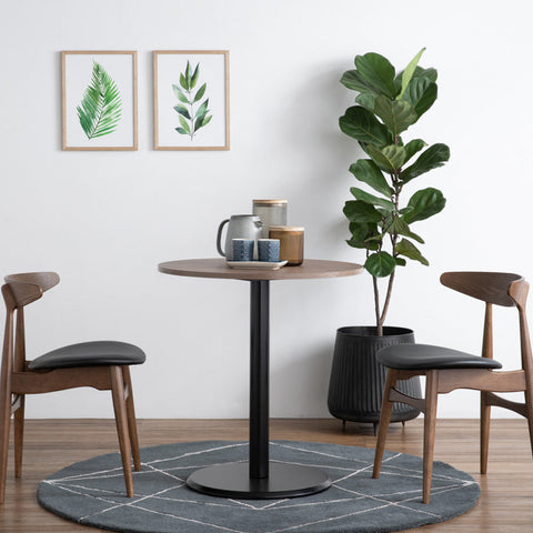 RUNDA Round Dining Table 70cm - Walnut & Black - innovatec.com.au