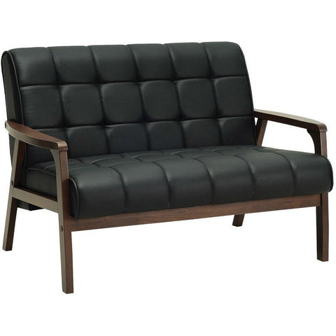 TUCSON 2 Seater Sofa - Walnut & Black PU Leather