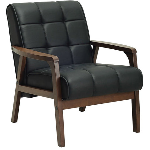 TUCSON Lounge Chair - Walnut & Black PU Leather