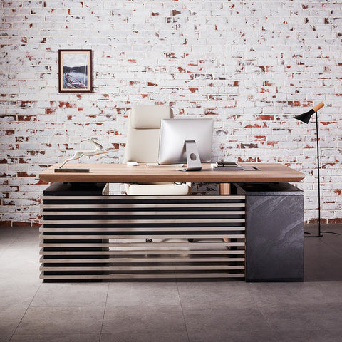 PHOENIX Sit & Stand Electric Lift Executive Desk with Left Return 1.8M - Warm Oak & Black - innovatec.com.au