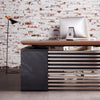 PHOENIX Sit & Stand Electric Lift Executive Desk with Right Return 2.2M - Warm Oak & Black