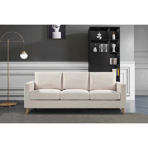 DELLAN 3 Seater Sofa - Light Cream with Natural Oak legs - innovatec.com.au