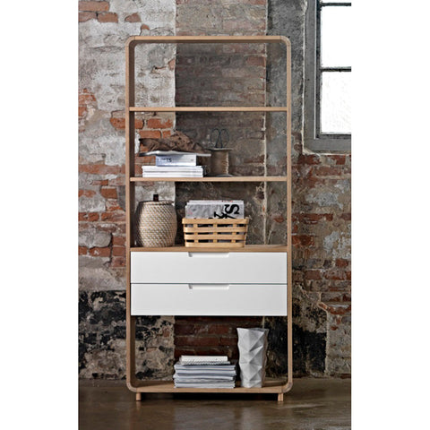 SIENNA Display Unit Bookcase 82cm -  Natural & White - innovatec.com.au