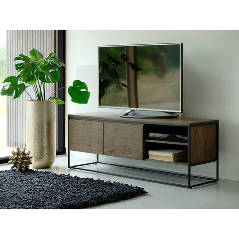 RIVOLI TV Entertainment Unit 1.55M -  Smoked Oak / Black - innovatec.com.au