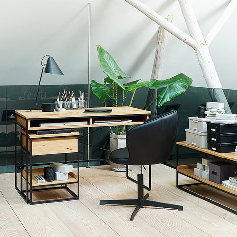 RIVOLI Study Desk 120cm -  Natural & Black - innovatec.com.au