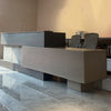 KASPER Reception Desk Left Panel 2.8M - Chocolate & Charcoal Grey