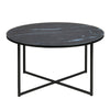 KOLINA Marble Glass Round Coffee Table 80cm - Black
