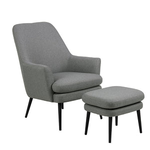 KENDRA Lounge Chair with Footstool - Grey