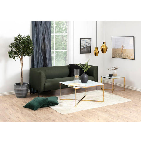 KOLINA Glass Coffee Table 80cm - White & Golden Chrome - innovatec.com.au