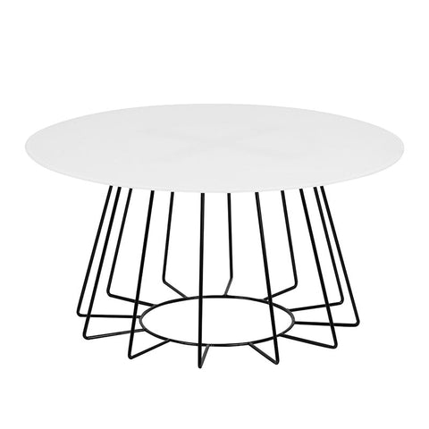 CYRUS Glass Coffee Table 80cm - White & Black