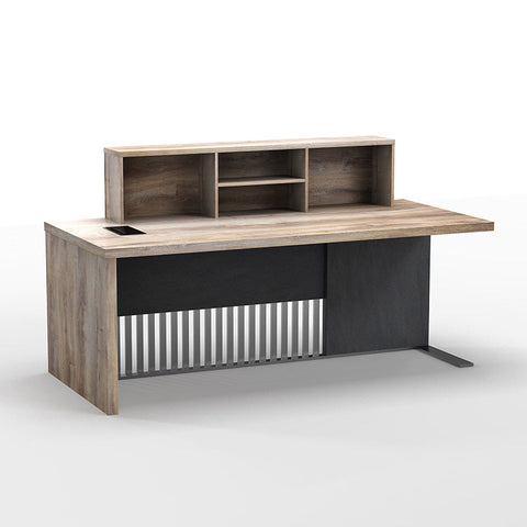 AFTAN Reception Desk Left Panel 180cm - Warm Oak & Black - innovatec.com.au