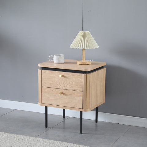 KAIDAN Side Table/Bedside Table 40cm - Natural & Black - innovatec.com.au