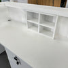 KENTO Reception Desk 240cm - Timber Slat Acoustic White & Oak