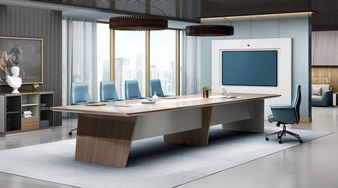 ANDERS Boardroom Table 320cm - Australian Gold Oak & Beige - innovatec.com.au