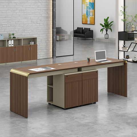 ANDERSON 2 People Workstation 2.4M - Australian Gold Oak - innovatec.com.au