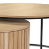 PIPER Nest of 2 Round Coffee Table 65-80cm - Oak