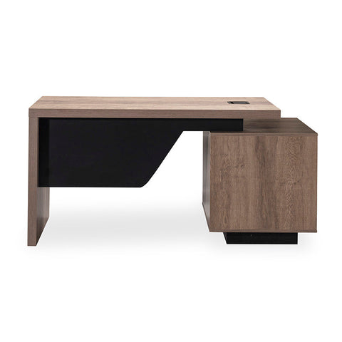 KELLEN Executive Desk with Left Return 1.6-1.8M - Warm Oak & Black - innovatec.com.au