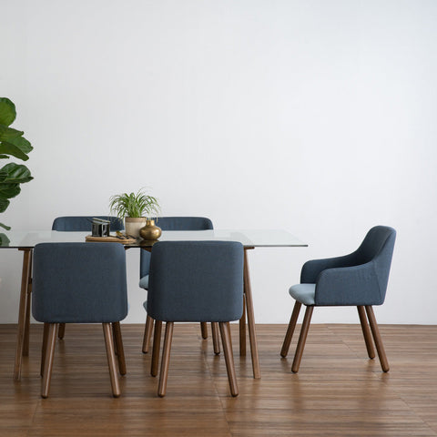 JOLLIN  Arm Chair - Walnut & Blue - innovatec.com.au