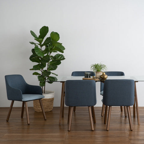 JOLLIN  Dining Chair - Walnut & Blue - innovatec.com.au