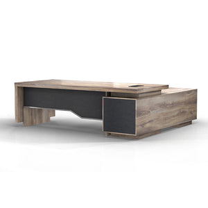 LARKIN Executive Desk with Right Return 2.4M - Warm Oak & Black